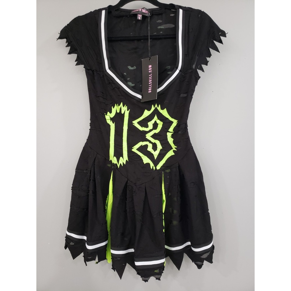 NEW ZOMBIE CHEERLEADER SMALL DOLLS KILL  WITH POM POMS AND PANTY GOTHIC DEAD